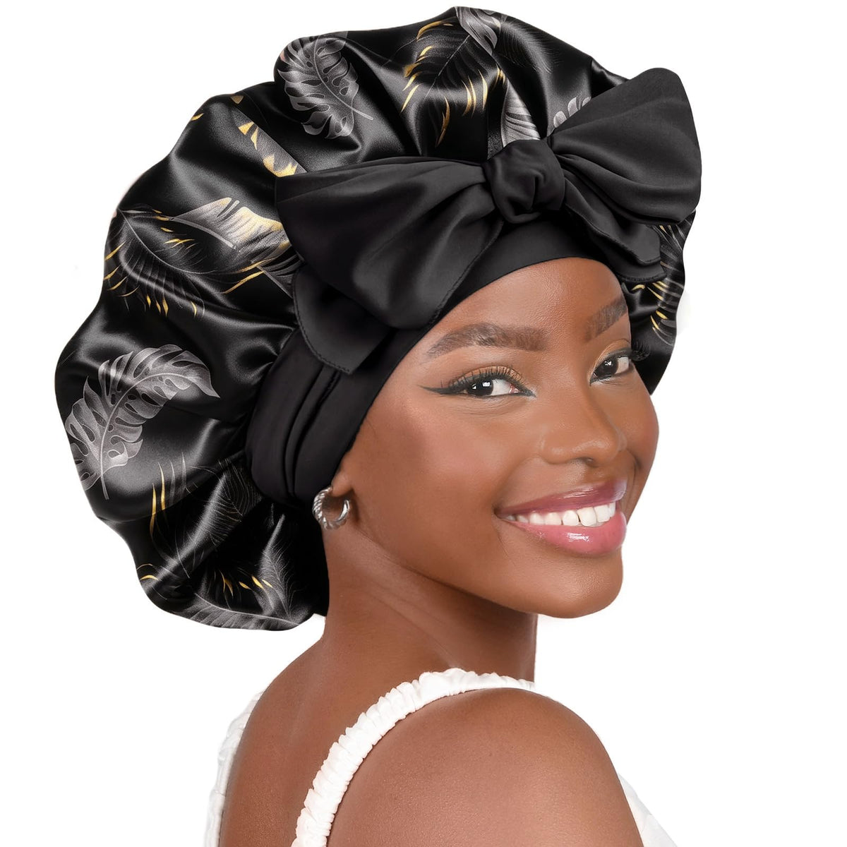 Bonnet de nuit YANIBEST en satin doux, vue avant