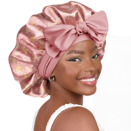 Bonnet de nuit YANIBEST en satin noir vue de face