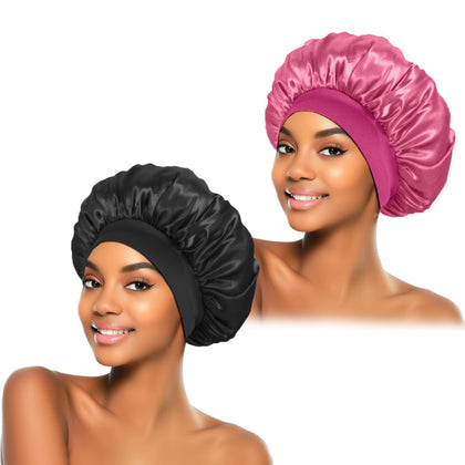 Bonnet de soie ZHENSILK noir rose, vue de face