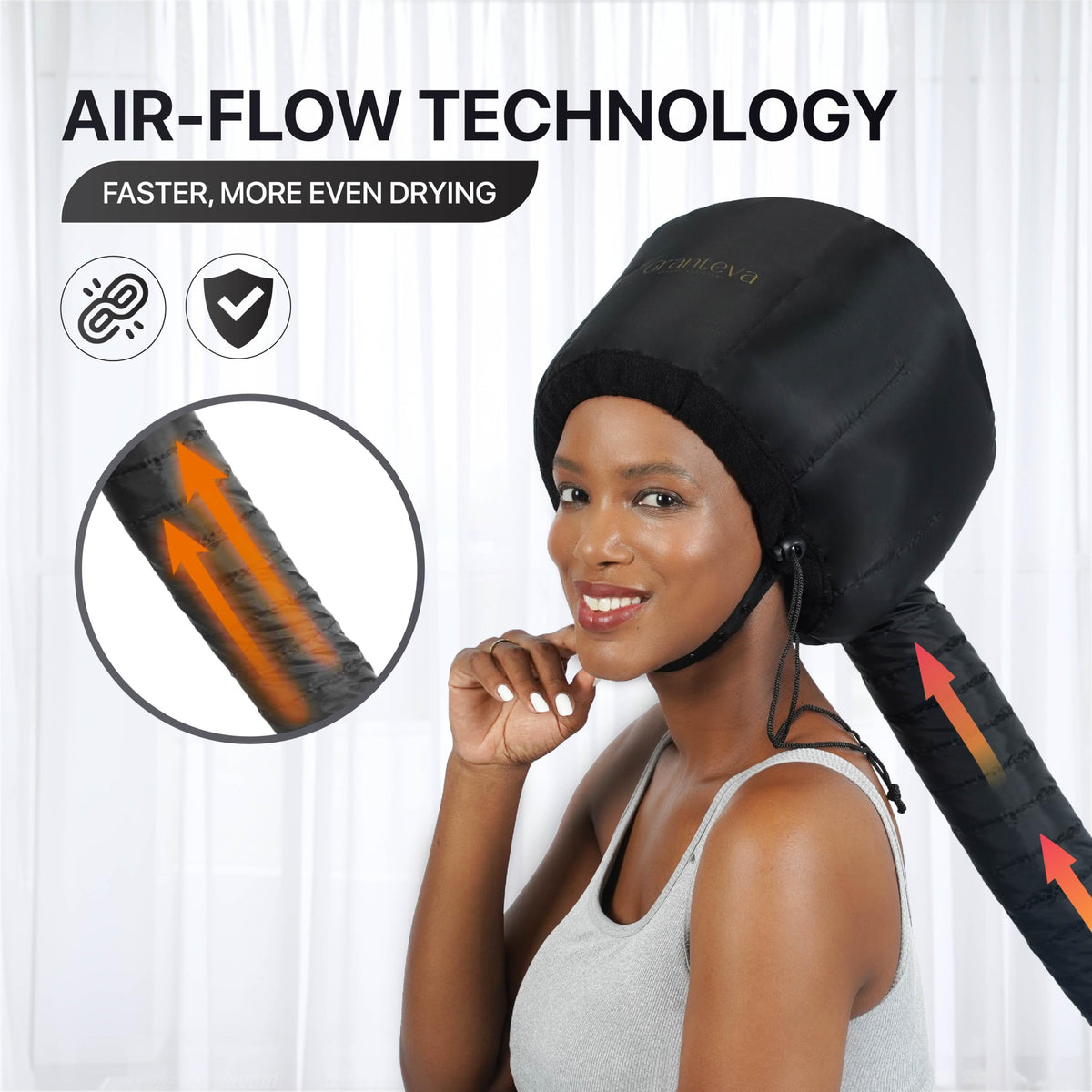 Bonnet diffuseur Granteva en utilisation avec un sèche-cheveux