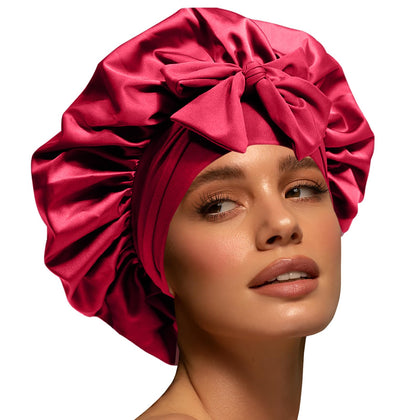 Bonnet en satin Confvrter rouge avec bande élastique