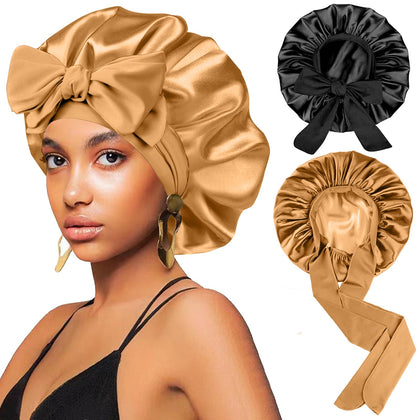 Bonnet en satin FIRSTPELLA noir vue de face