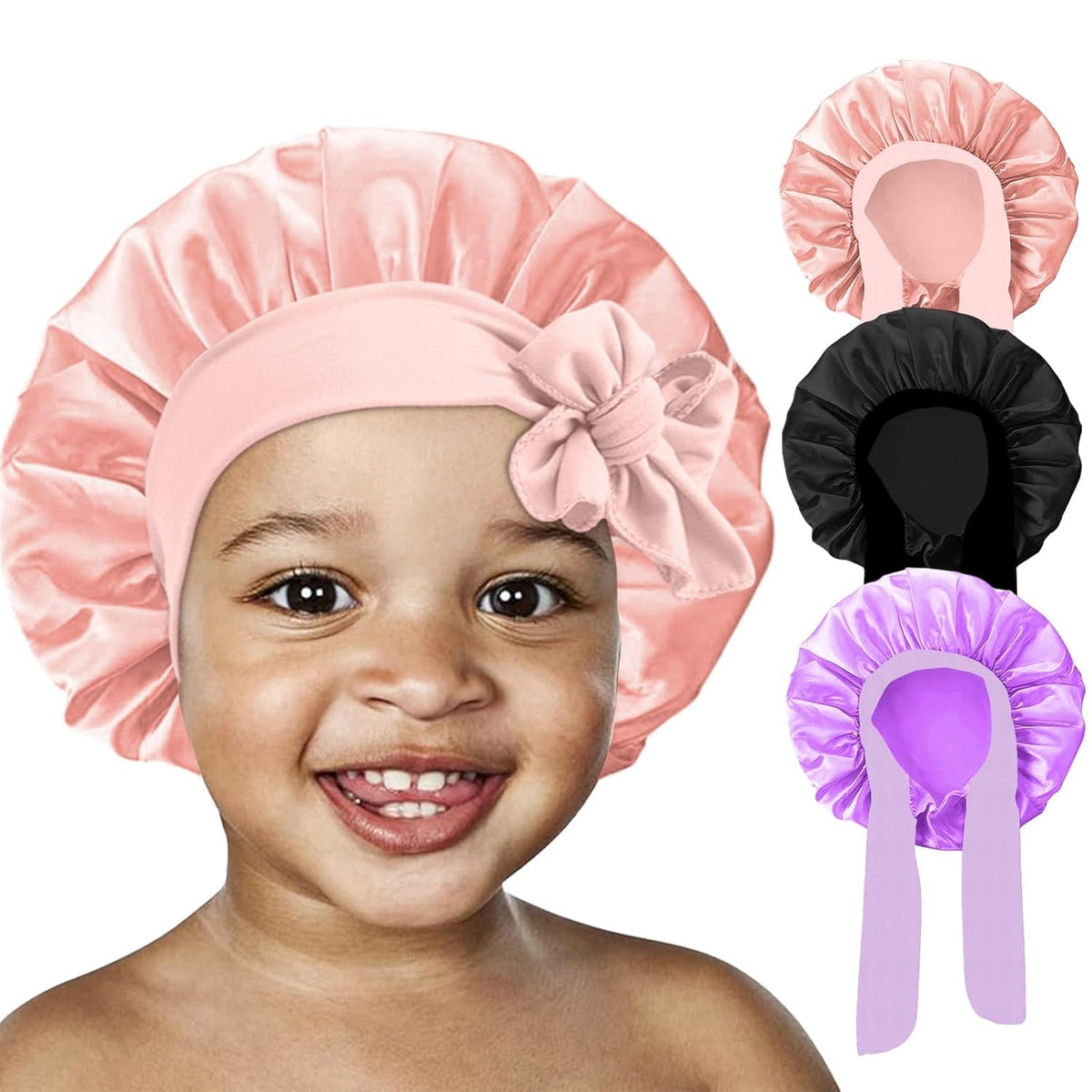 Bonnet en satin FIRSTPELLA rose pour enfants