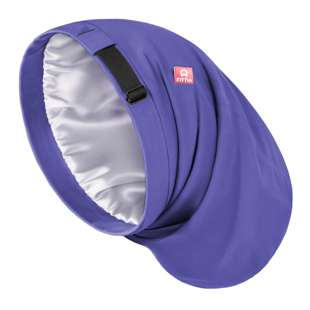 Bonnet en satin Fittia large pour hommes couleur bleu foncé, vue de face