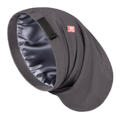 Bonnet en satin Fittia large pour hommes, couleur grise, vue de face
