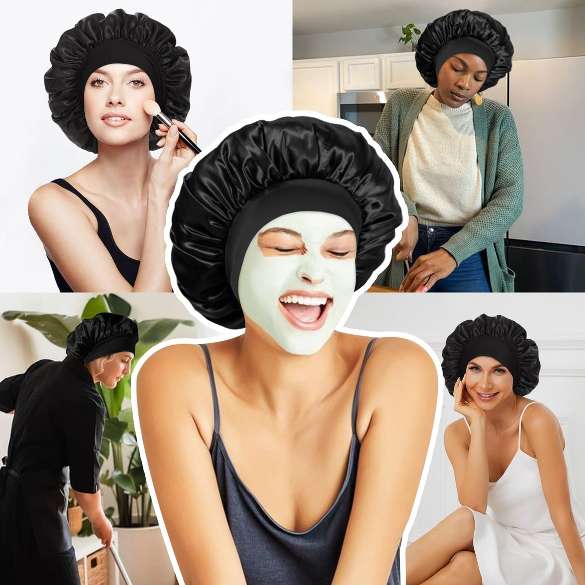 Bonnet en satin LEADUWAY 3 pcs en différentes couleurs