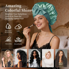 Bonnet en satin vert Confvrter avec un nœud décoratif