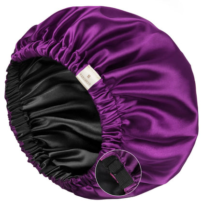 Bonnet en satin YANIBEST noir modèle avant avec élastique ajustable