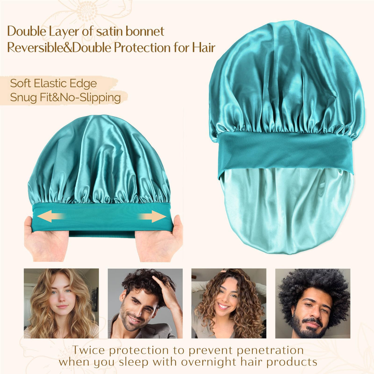 Bonnet en satin YANIBEST porté par une femme