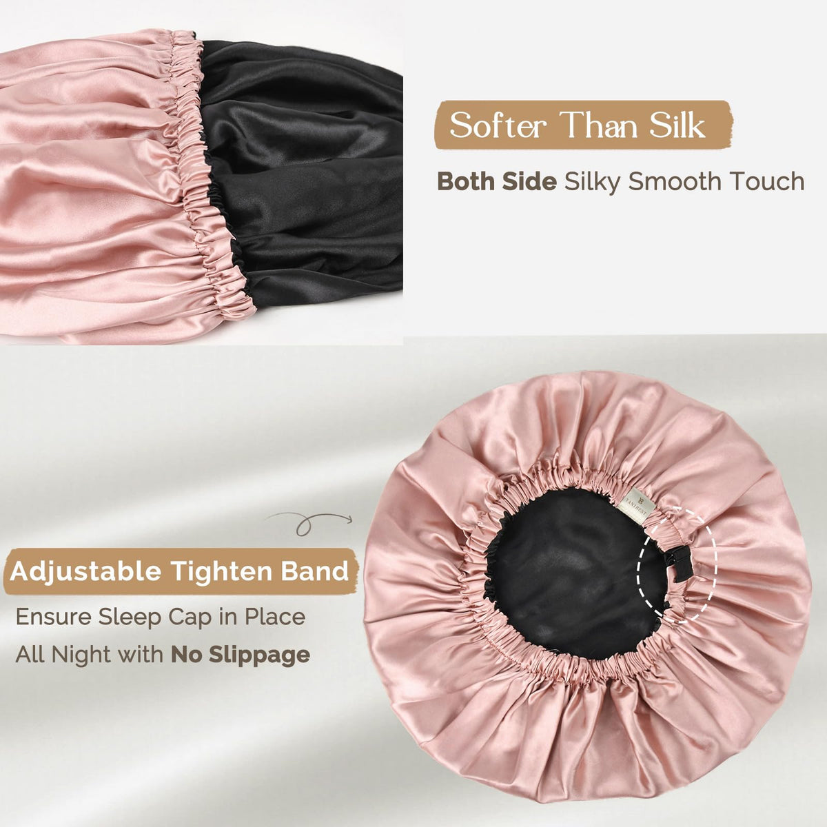 Bonnet en satin YANIBEST sur un oreiller