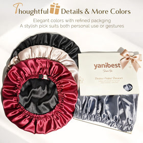 Bonnet en satin YANIBEST sur un oreiller, illustrant la protection des cheveux