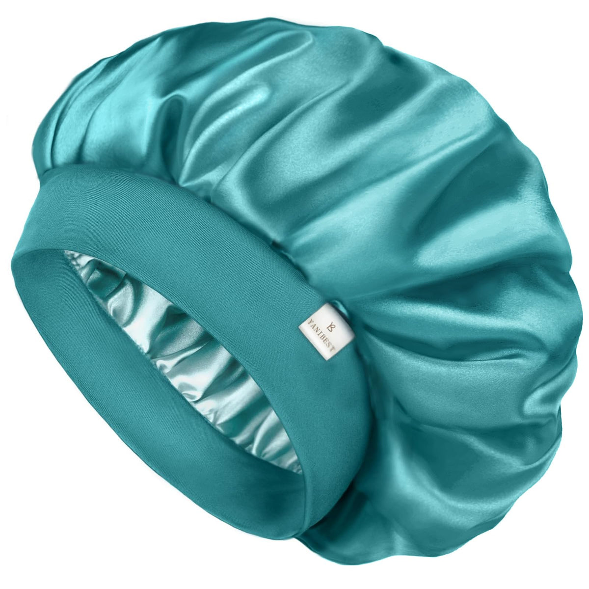 Bonnet en satin YANIBEST vue de face, couleur noire