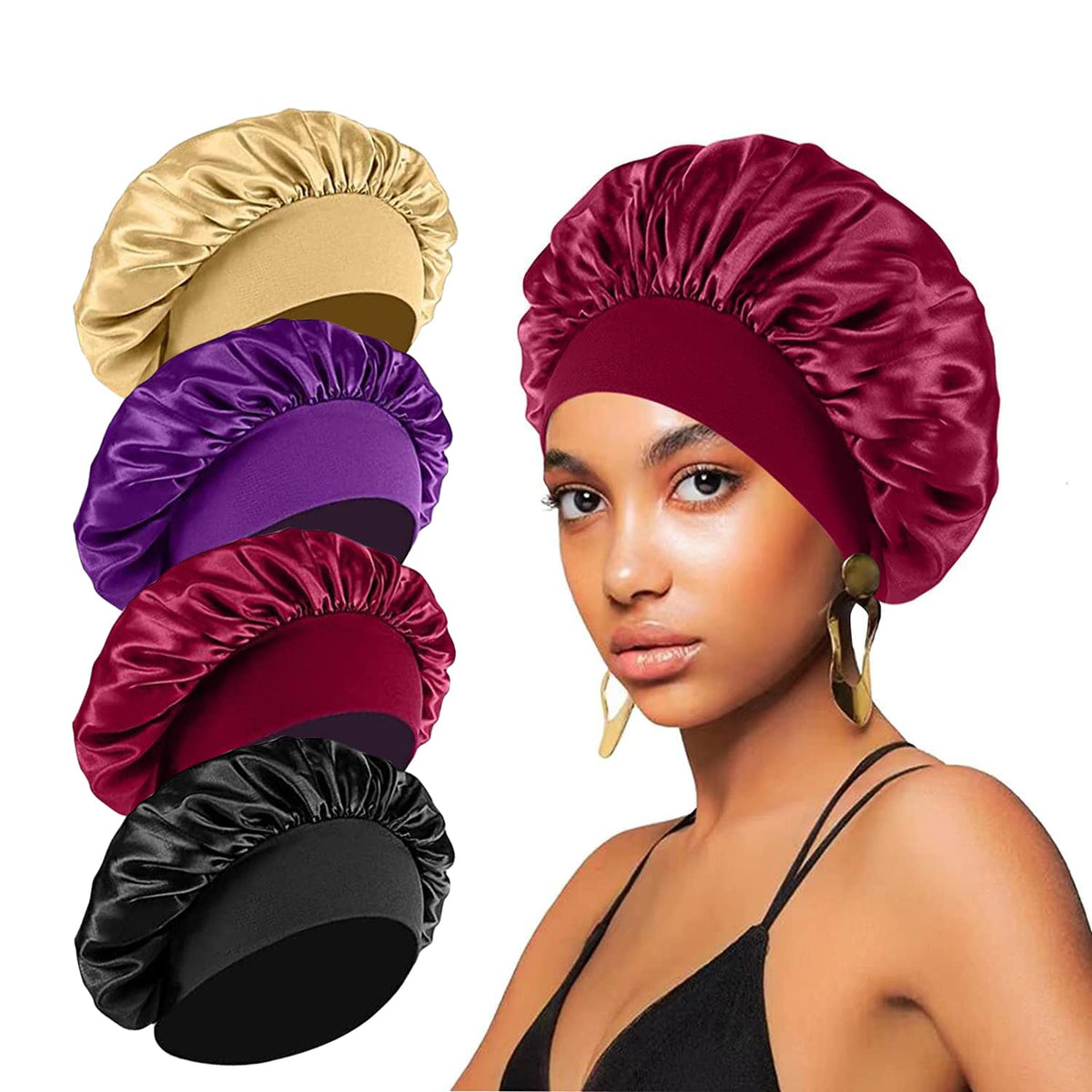 Bonnet en soie FIRSTPELLA noir avec bande élastique