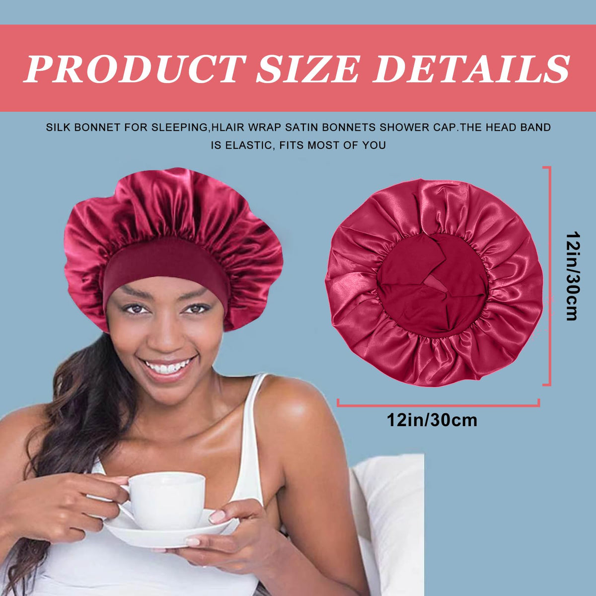 Bonnet en soie FIRSTPELLA rouge vin avec design élégant