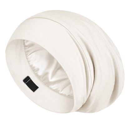 Bonnet en soie LULUSILK blanc avec sangle ajustable