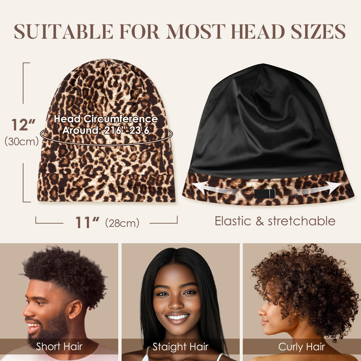 Bonnet en soie LULUSILK en couleur marron léopard sur une surface blanche