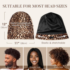 Bonnet en soie LULUSILK en couleur marron léopard sur une surface blanche
