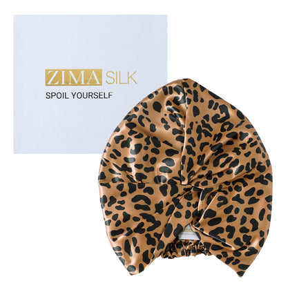 Bonnet en soie ZIMASILK 22 Momme modèle noir/or vue avant