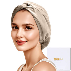 Bonnet en soie ZIMASILK 22 Momme modèle taupe vue de face