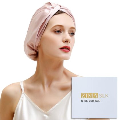 Bonnet en soie ZIMASILK 22 Momme rose vue de face