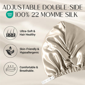 Bonnet en soie ZIMASILK 22 Momme sur une surface blanche
