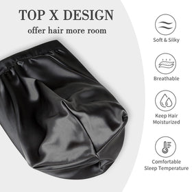 Bonnet long en satin Fittia plié, montrant sa texture douce