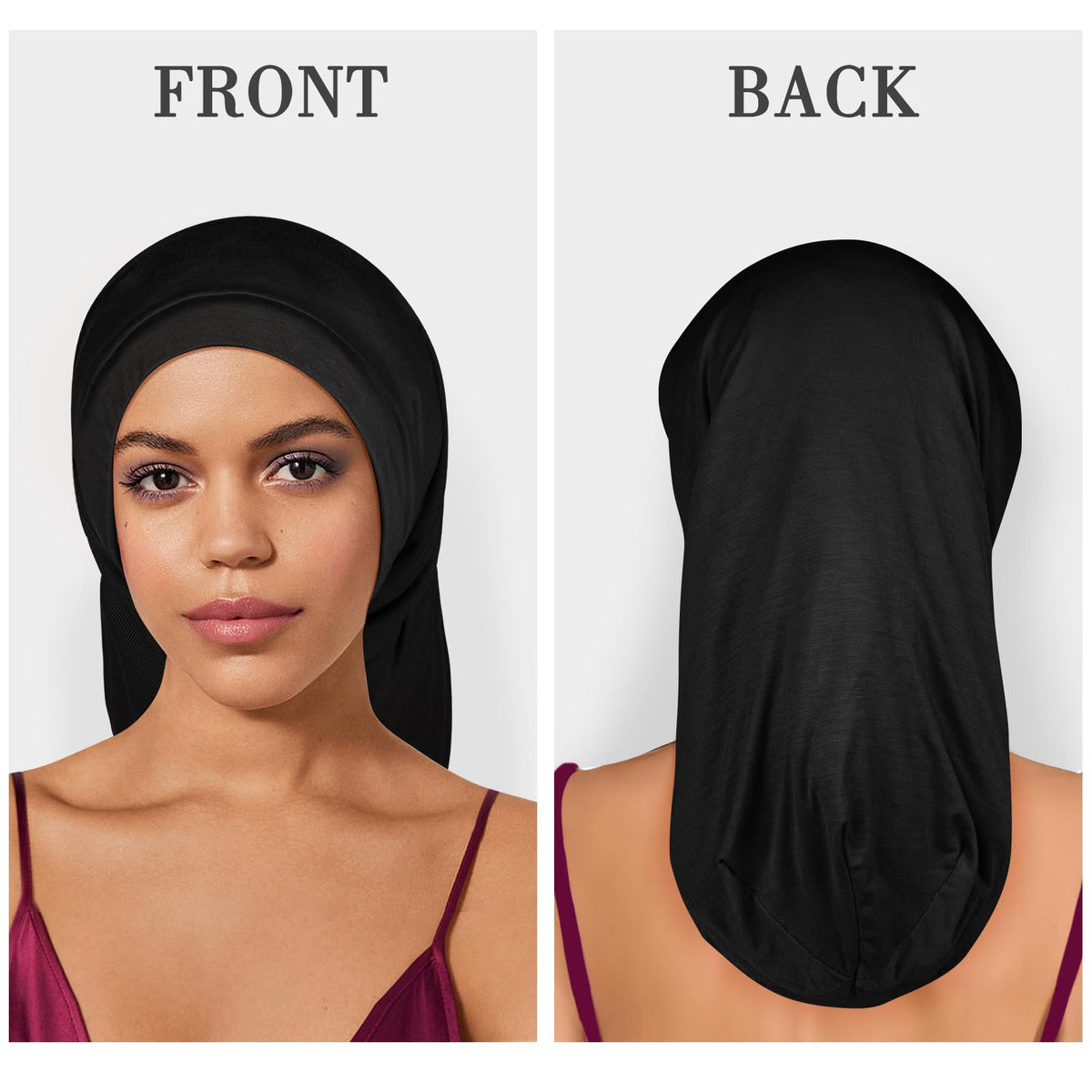 Bonnet long en satin Fittia sur un fond neutre