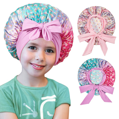 Bonnet satin choshion pour enfant avec motif mignon, vue de face
