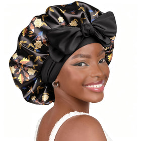 Bonnet satin doux YANIBEST couleur noire vue de face