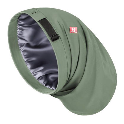 Bonnet satin Fittia large pour hommes, couleur vert militaire, vue de face