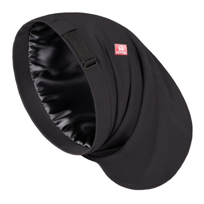 Bonnet satin Fittia noir pour hommes, vue de face