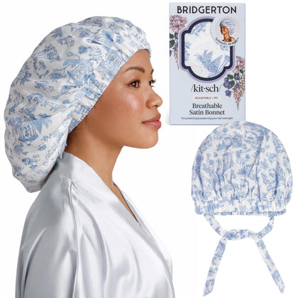 Bonnet satin Kitsch x Bridgerton modèle Garden Toile vue avant