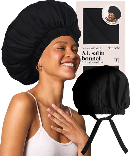 Bonnet satin Kitsch XL noir vue de face