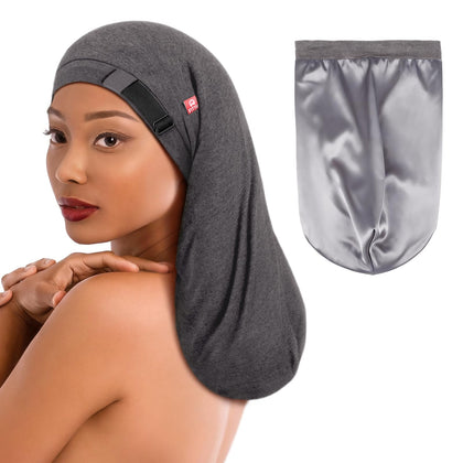 Bonnet satin long Fittia modèle XL pour cheveux bouclés, vue avant
