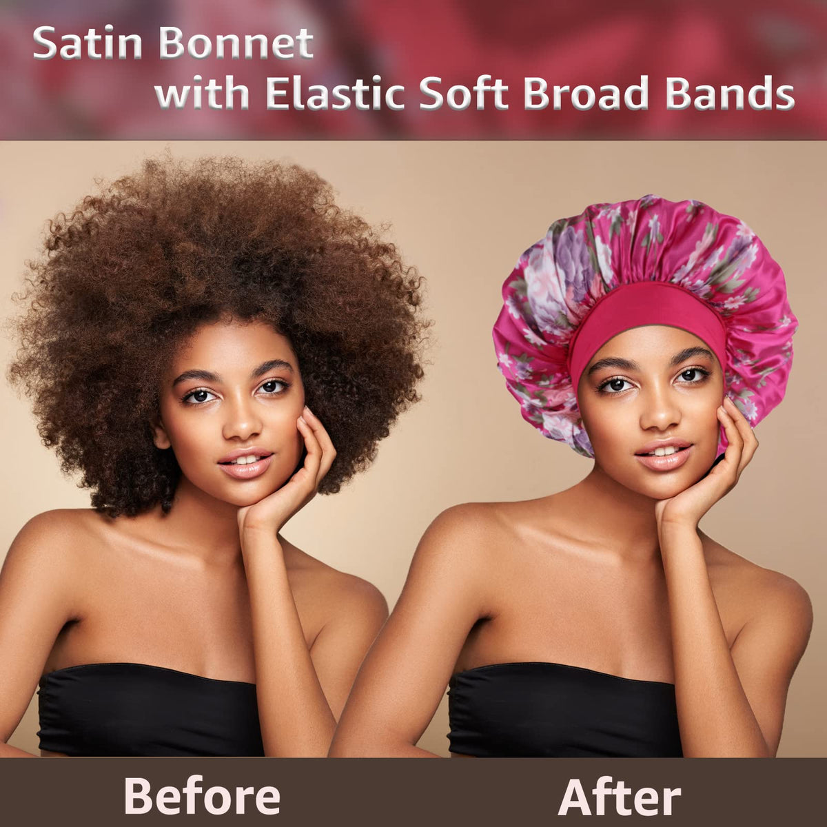 Bonnet satin PHILIGHTS 3PCS avec différentes coiffures représentées