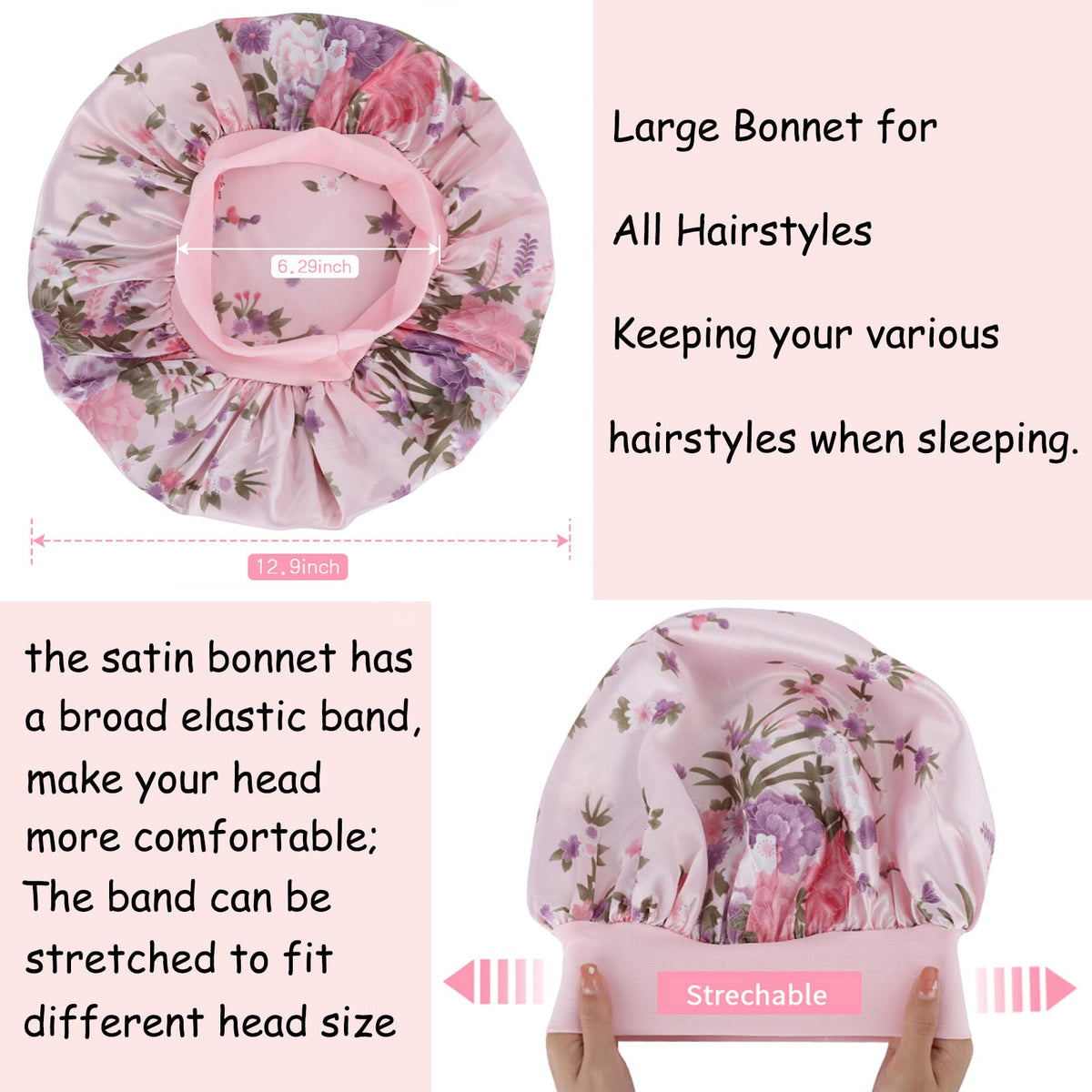 Bonnet satin PHILIGHTS 3PCS en usage lors d'une routine de soins