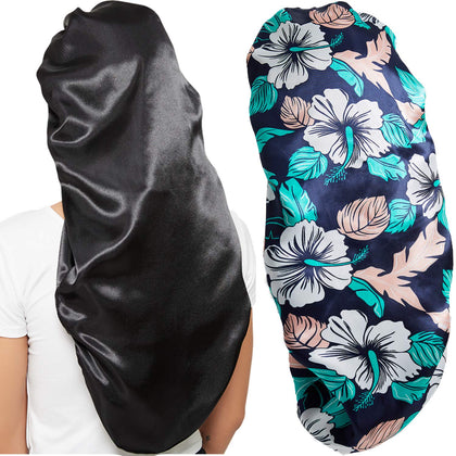 Bonnet satin Wbfwbb noir avec motif floral, vue de face