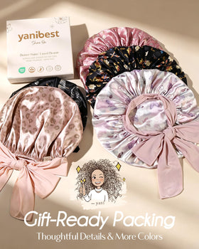 Bonnet satin YANIBEST adapté aux cheveux bouclés