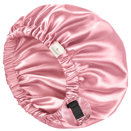 Bonnet satin YANIBEST ajustable couleur rose vue de face