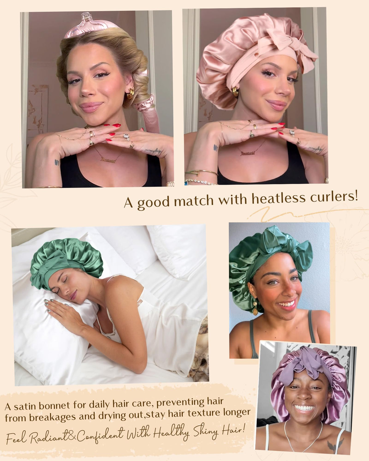 Bonnet satin YANIBEST enroulé en style nœud