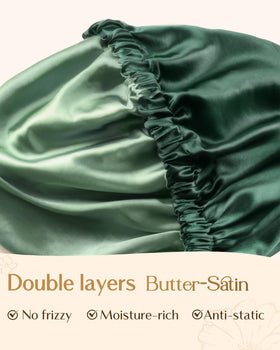 Bonnet satin YANIBEST sur un lit avec oreiller