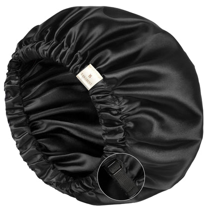 Bonnet satin YANIBEST vue avant en couleur noire