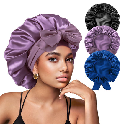 Bonnet satin Yanideer violet vue avant