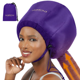 Bonnet sèche-cheveux Granteva violet avec bandeau intégré, vue avant
