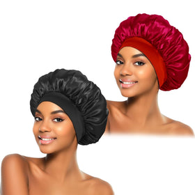 Bonnets de soie ZHENSILK en noir et bourgogne vue de face