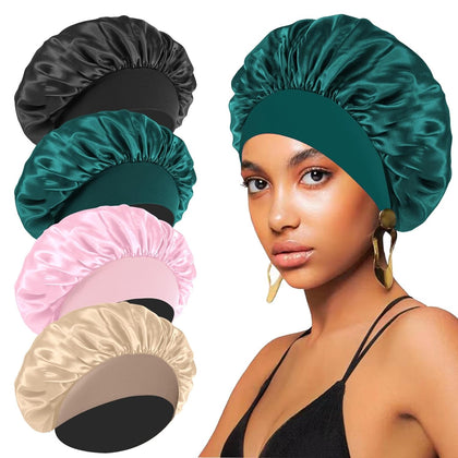 Bonnets en soie FIRSTPELLA en noir, bleu paon, rose et khaki
