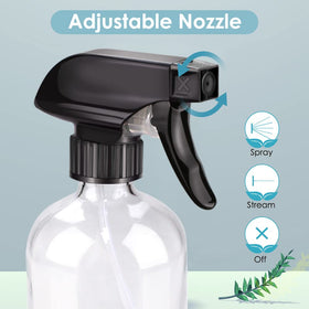 Bontip Bouteille en Verre Spray 16 oz avec étiquette noire