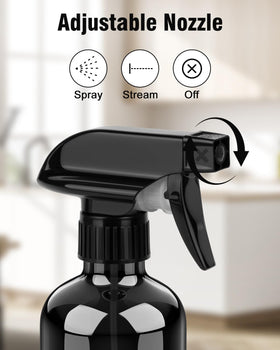 Bontip Bouteille Spray en Verre 16 oz avec étiquette noire