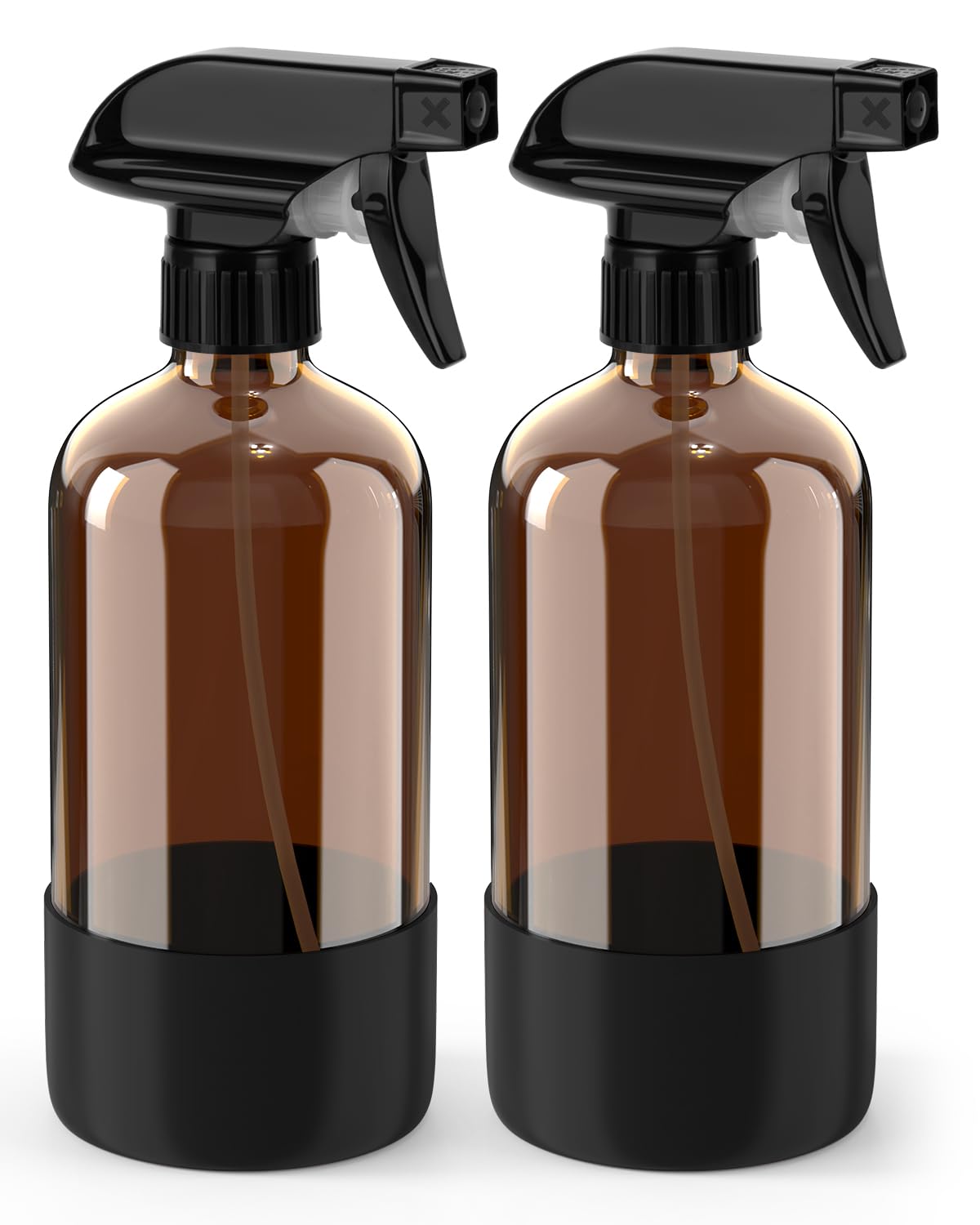 Bontip bouteille spray en verre ambre avec housse silicone vue de face