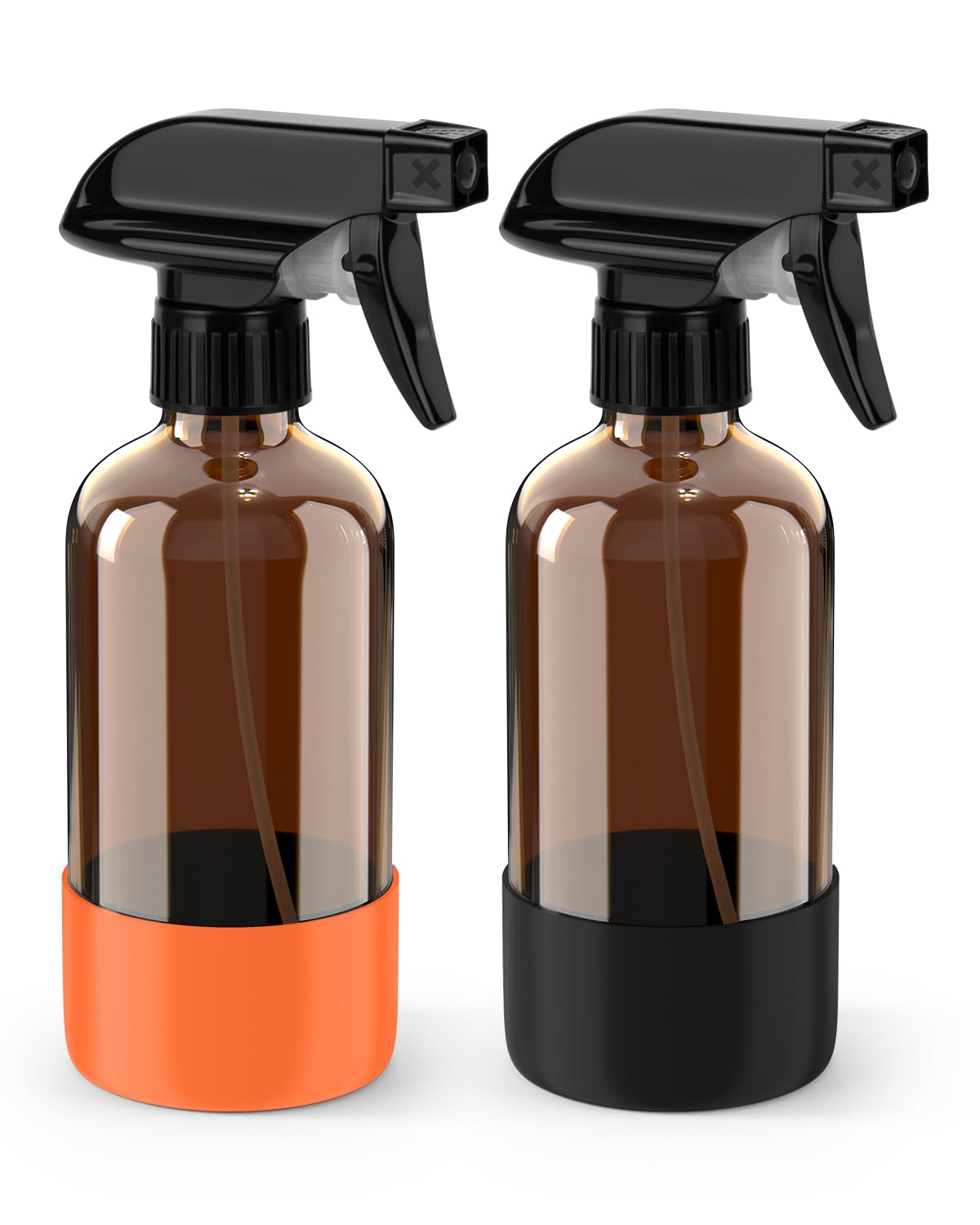 Bontip bouteille spray en verre ambré avec manchon en silicone noir